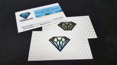 16pt Suede Business Card with Soft Velvet Lamination and Raised Foil on Front Only